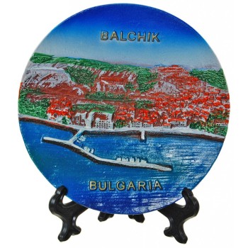 Релефна сувенирна чинийка - пристанището в Балчик