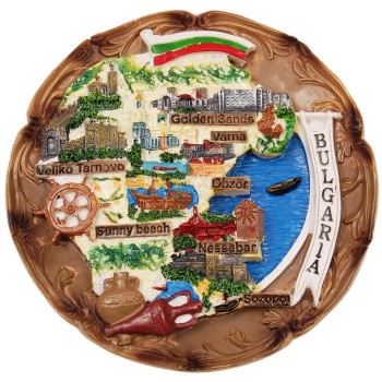Сувенирна релефна чиния от порцелан - забележителности на източна България