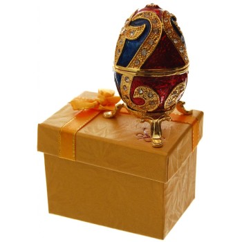 Декоративна метална кутийка за бижута - яйце на Фаберже, инкрустирано с камъни