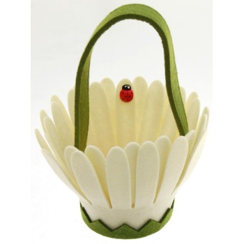 Декоративна кашпа за саксия във формата на маргаритка, красиво украсена с калинка