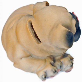 Декоративна фигурка - полегнало, изплезено куче касичка, изработено от полирезинов материал