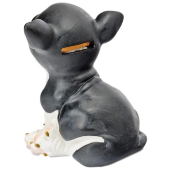 Декоративна фигурка - куче касичка с черен гръб, изработено от полирезинов материал