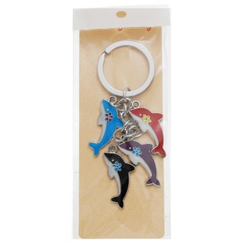 Сувенирен метален ключодържател - четири цветни делфина