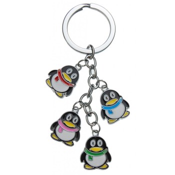 Сувенирен метален ключодържател - четири пингвина