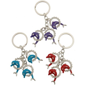 Сувенирен метален ключодържател - три делфина