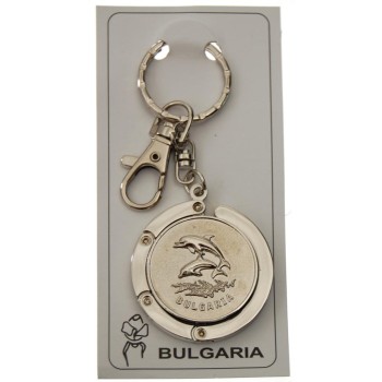 Сувенирен метален ключодържател с релеф - два делфина и надпис България