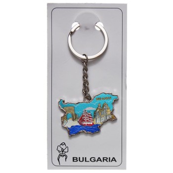 Сувенирен метален ключодържател - контури на България