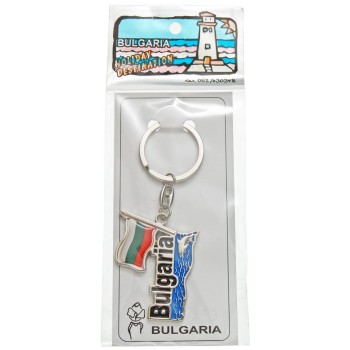 Сувенирен метален ключодържател с българския флаг и надпис  България