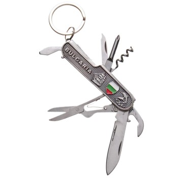 Сувенирен метален ключодържател - шфейцарско ножче със седем различни инструмента