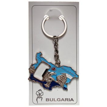 Сувенирен метален ключодържател отварачка - контур на България
