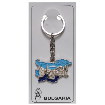 Сувенирен метален ключодържател - контури на България