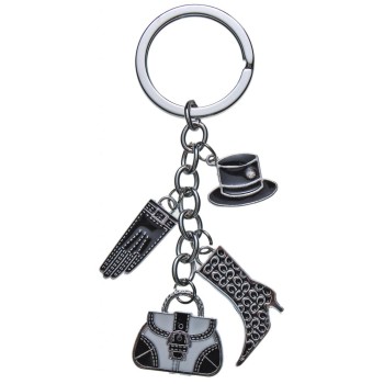 Сувенирен метален ключодържател - четири фигурки - чанта, ботуш, ръкавица и шапка