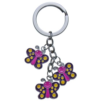 Сувенирен метален ключодържател - три усмихнати пеперуди