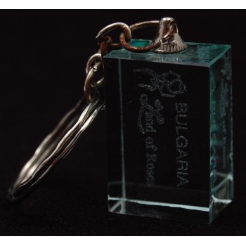 Ключодържател стъклена плочка с гравиран надпис - Земя на рози