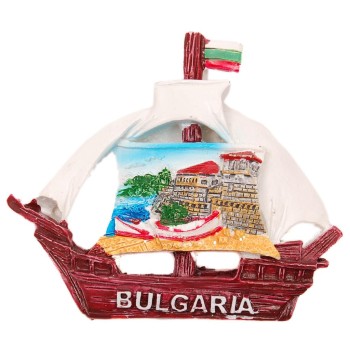 Декоративна гипсова фигурка с магнит - кораб с надпис България