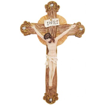 Декоративна коледна фигурка - Исус на кръста, изработена от гипс