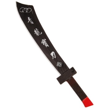 Сувенирен черен нож, изработен изцяло от дърво декориран с йероглиф