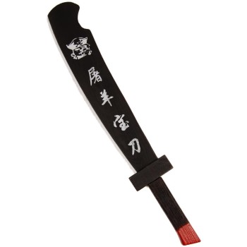 Сувенирен черен нож, изработен изцяло от дърво декориран с йероглифи