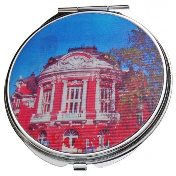 Сувенирно джобно огледало метал, декоративно капаче с холограма - Варненската катедрала и опера