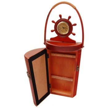 Сувенирна дървена кутия за ключове с часовник