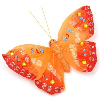 Декоративна фигурка пеперуда с магнит, украсена с цветени камъни и брокат