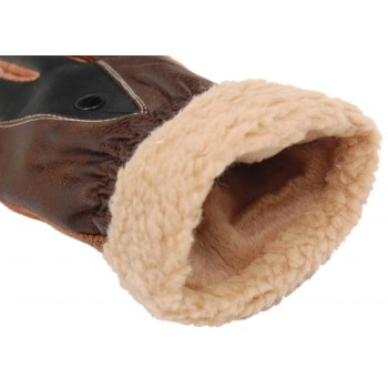 Зимни мъжки ръкавици - еко кожа и текстил с ластик на китката