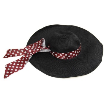 Лятна дамска плетена шапка - черна