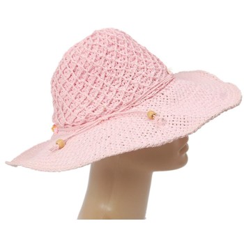 Лятна дамска плетена шапка - розова