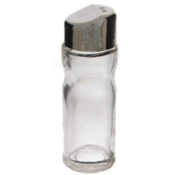 Домакинска прибор - стъклена солница с метална капачка