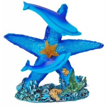 Декоративна светеща фигурка - два делфина върху морска звезда