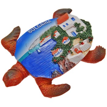Сувенирна фигурка костенурка с магнит - морски пейзаж