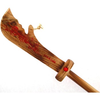 Сувенирна дървена фигура - нож с камбанка и цветен камък, декориран с даркони