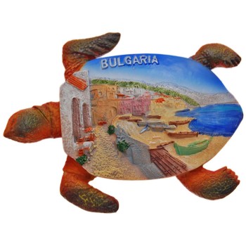 Сувенирна фигурка костенурка с магнит - морски пейзаж