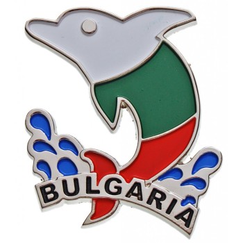 Сувенирна метална фигурка с магнит - делфин и надпис България