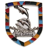 Сувенирна метална фигурка с магнит - два делфин в цветна рамка и надпис България
