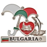 Сувенирна метална фигурка с магнит - чадър с делфин, сърце и надпис България