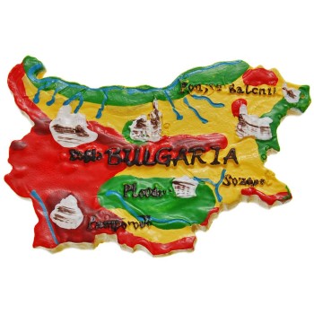 Сувенирна фигурка  с магнит - български църкви на картата на България
