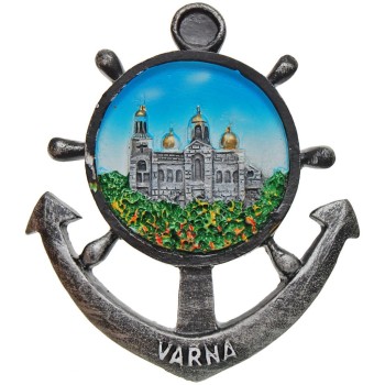 Сувенирна фигурка котва с магнит - катедралата във Варна
