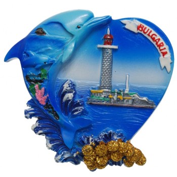 Декоративна магнитна фигурка сърце с делфин - България
