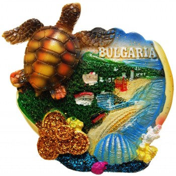 Сувенирна магнитна фигурка с костенурка и жълтици - морски бряг