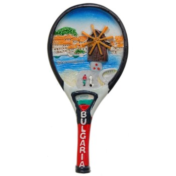 Сувенирна магнитна фигурка тенис ракета - Вятърната мелница в Несебър