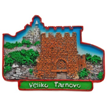 Декоративна сувенирна фигурка с магнит - Изглед от Велико Търново с крепостта и Патриаршията