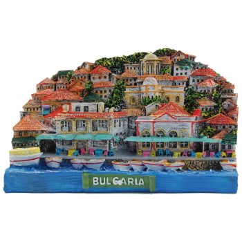 Декоративна релефна фигурка - изглед от Черноморието - къщи с алея