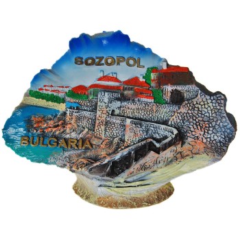 Декоративна релефна фигурка с магнит - мида - забележителности на Созопол