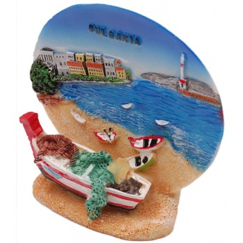 Декоративна релефна фигурка  - морски пейзаж с лодка