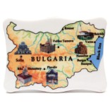 Декоративна порцеланова фигурка - карта на България с шест забележителности на нея
