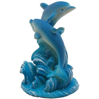 Декоративна порцеланова фигурка - два делфин върху морски вълни