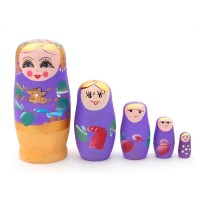 Декоративна дървена матрьошка - 5 броя фигурки
