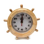 Декоративен стенен часовник - рул с морски мотив, изработен от дърво