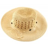 Лятна дамска плетена шапка с регулиращи връзки